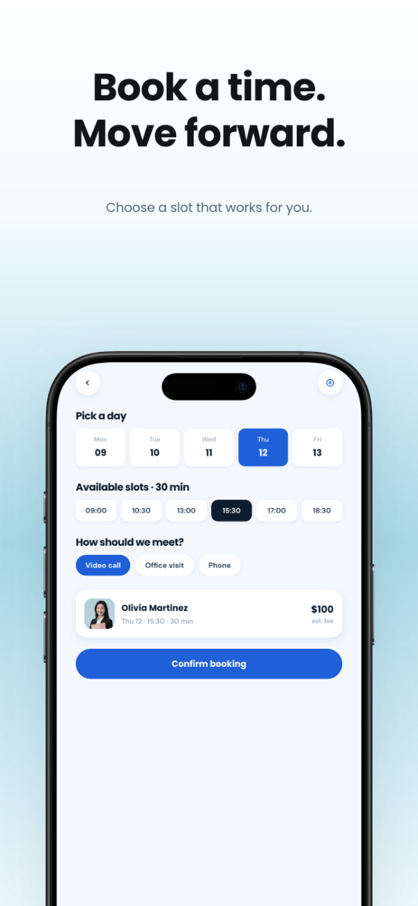 LexPath app screenshot template preview, screen 4 of 5, Legal design