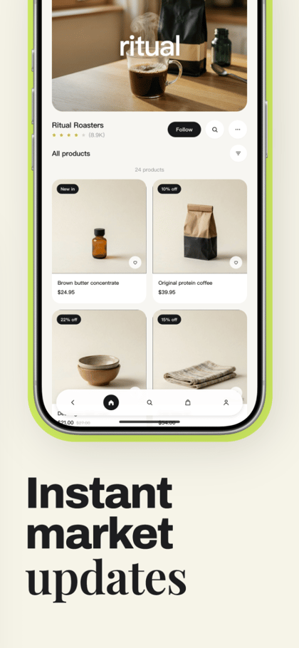 Sundry Market app screenshot template preview, screen 5 of 5, Shopping design
