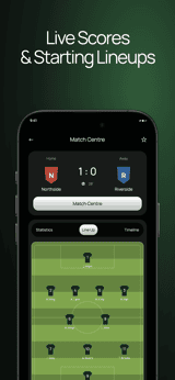 Pitch Live app screenshot template preview, screen 3 of 5, Sports design