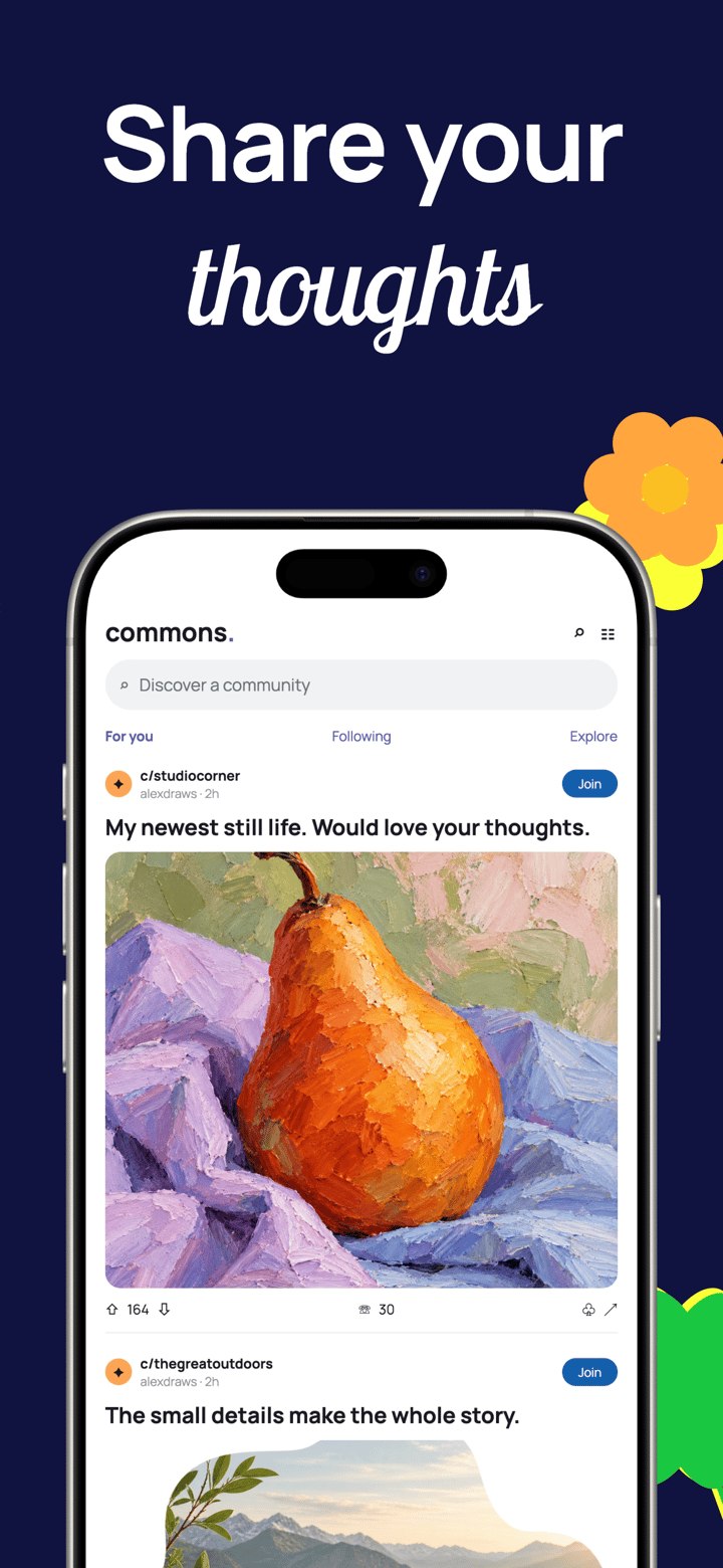 Night Commons app screenshot template preview, screen 2 of 5, Social Networking design