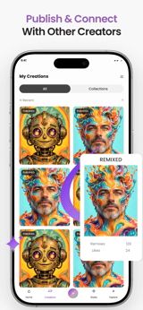 Prism Art app screenshot template preview, screen 3 of 5, Graphics & Design design