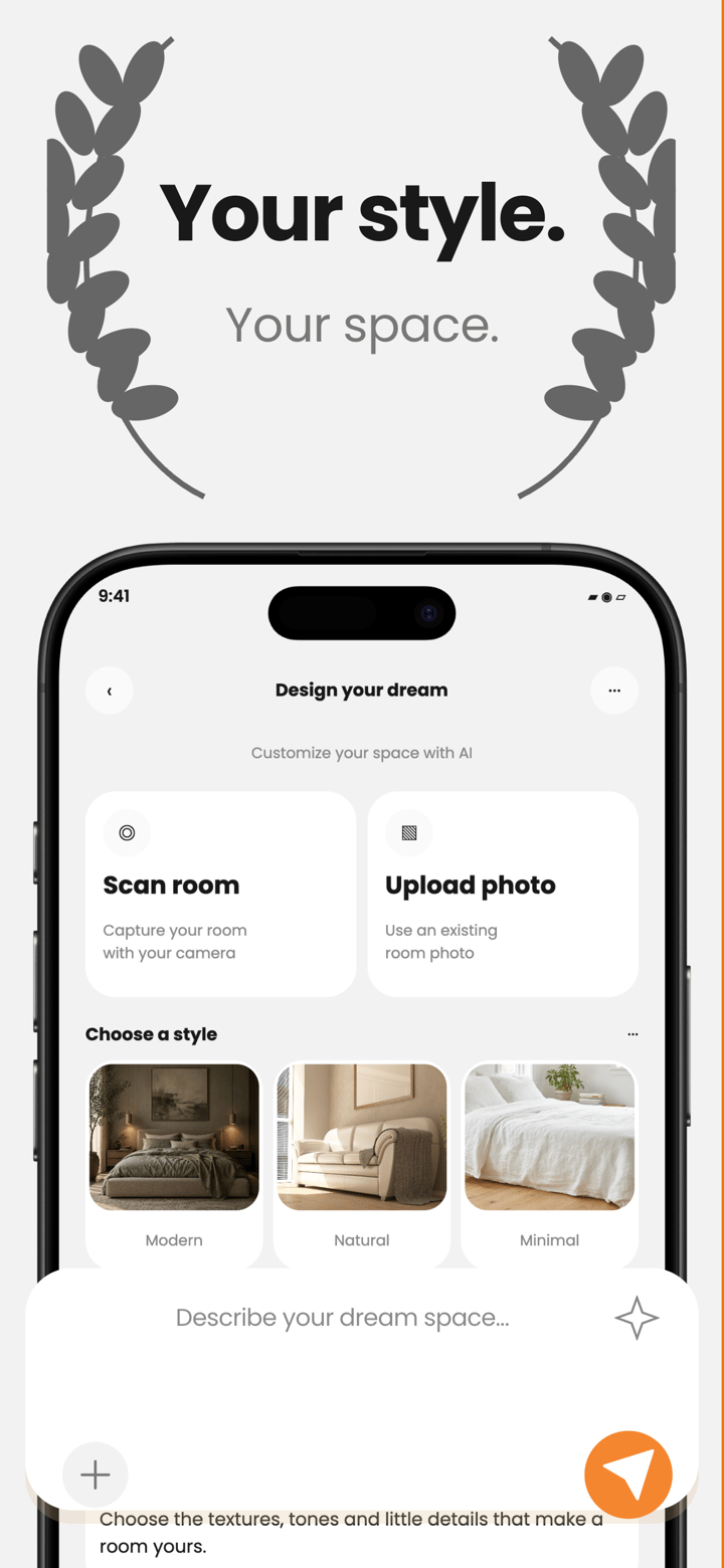 Linen Spaces app screenshot template preview, screen 3 of 5, Lifestyle design