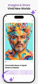 Prism Art app screenshot template preview, screen 1 of 5, Graphics & Design design