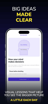 Alpine Mind app screenshot template preview, screen 2 of 8, Education design