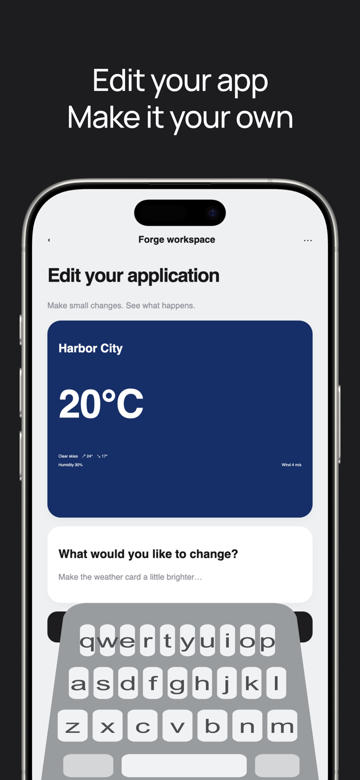 Forge Compact app screenshot template preview, screen 4 of 5, Developer Tools design