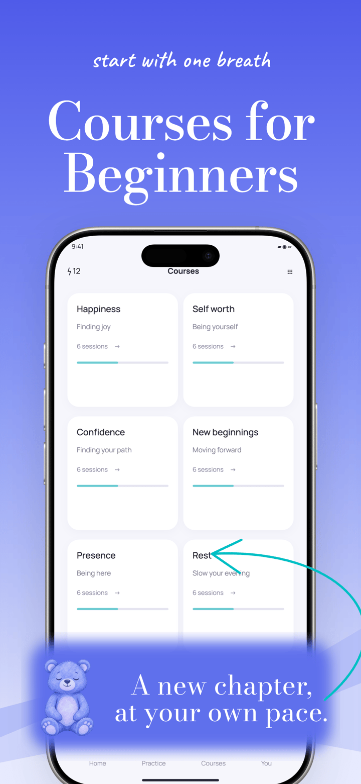 Serene Path app screenshot template preview, screen 4 of 5, Health & Fitness design