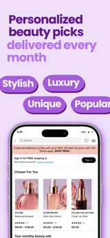 Zyluxe Beauty app screenshot template preview, screen 3 of 5, Shopping design
