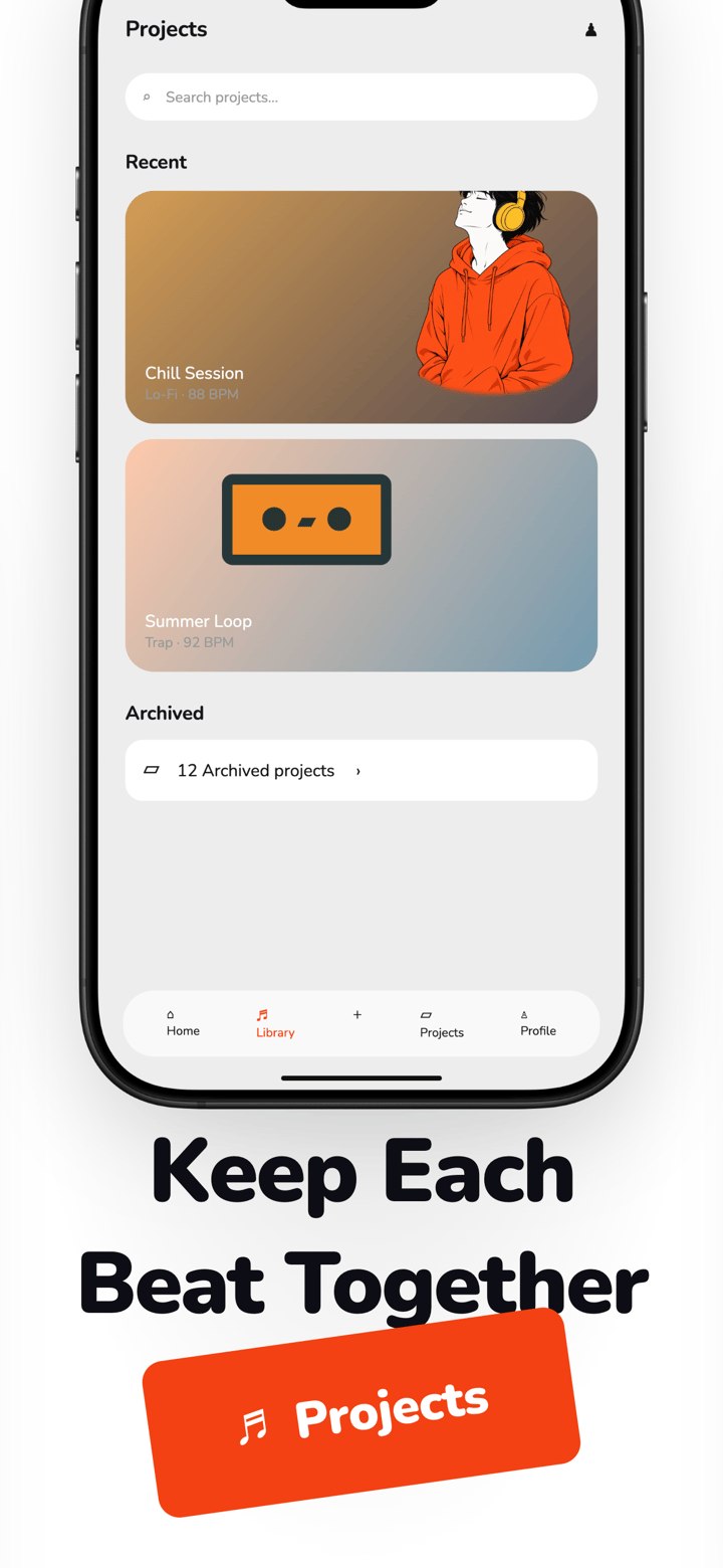 Beat Paper app screenshot template preview, screen 4 of 5, Music design