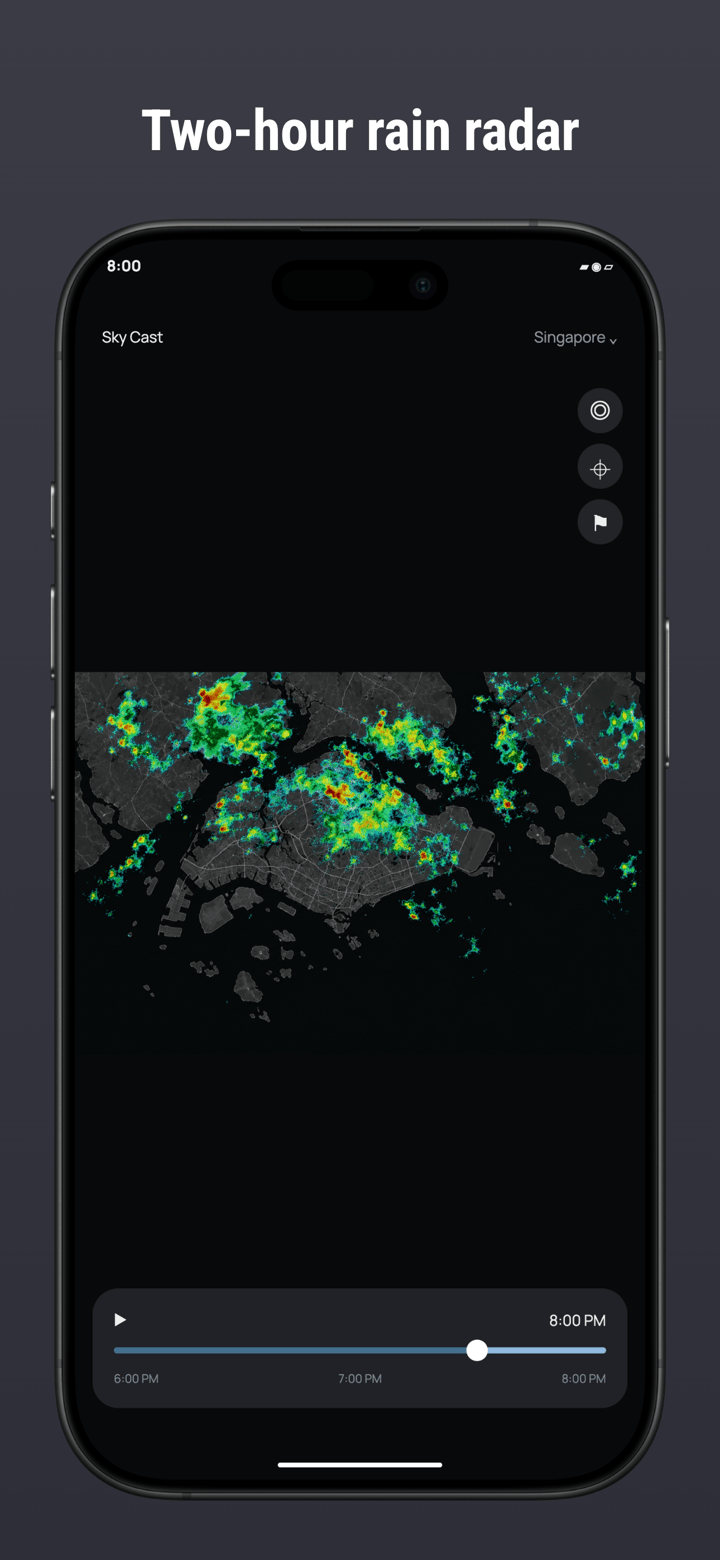 Sky Cast app screenshot template preview, screen 1 of 5, Weather design