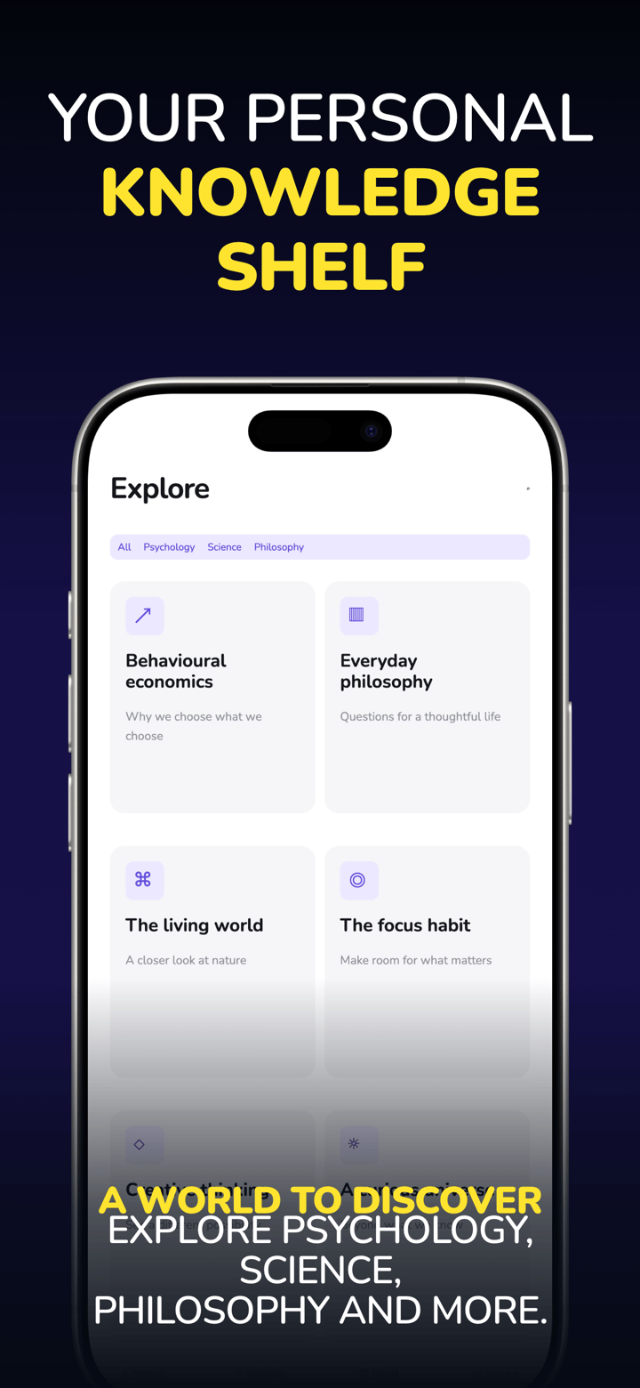 Alpine Mind app screenshot template preview, screen 5 of 8, Education design