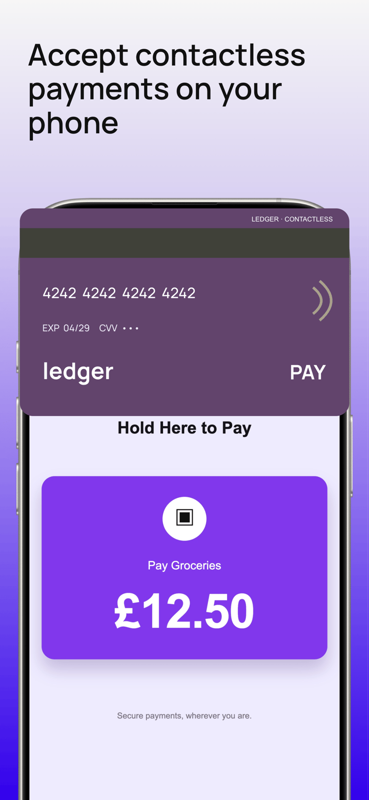 Lilac Ledger app screenshot template preview, screen 3 of 5, Finance design