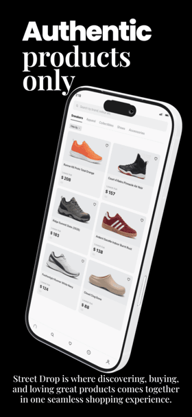 Street Drop app screenshot template preview, screen 5 of 5, Shopping design