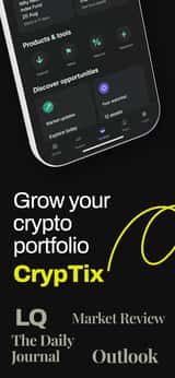 CrypTix app screenshot template preview, screen 1 of 5, Finance design