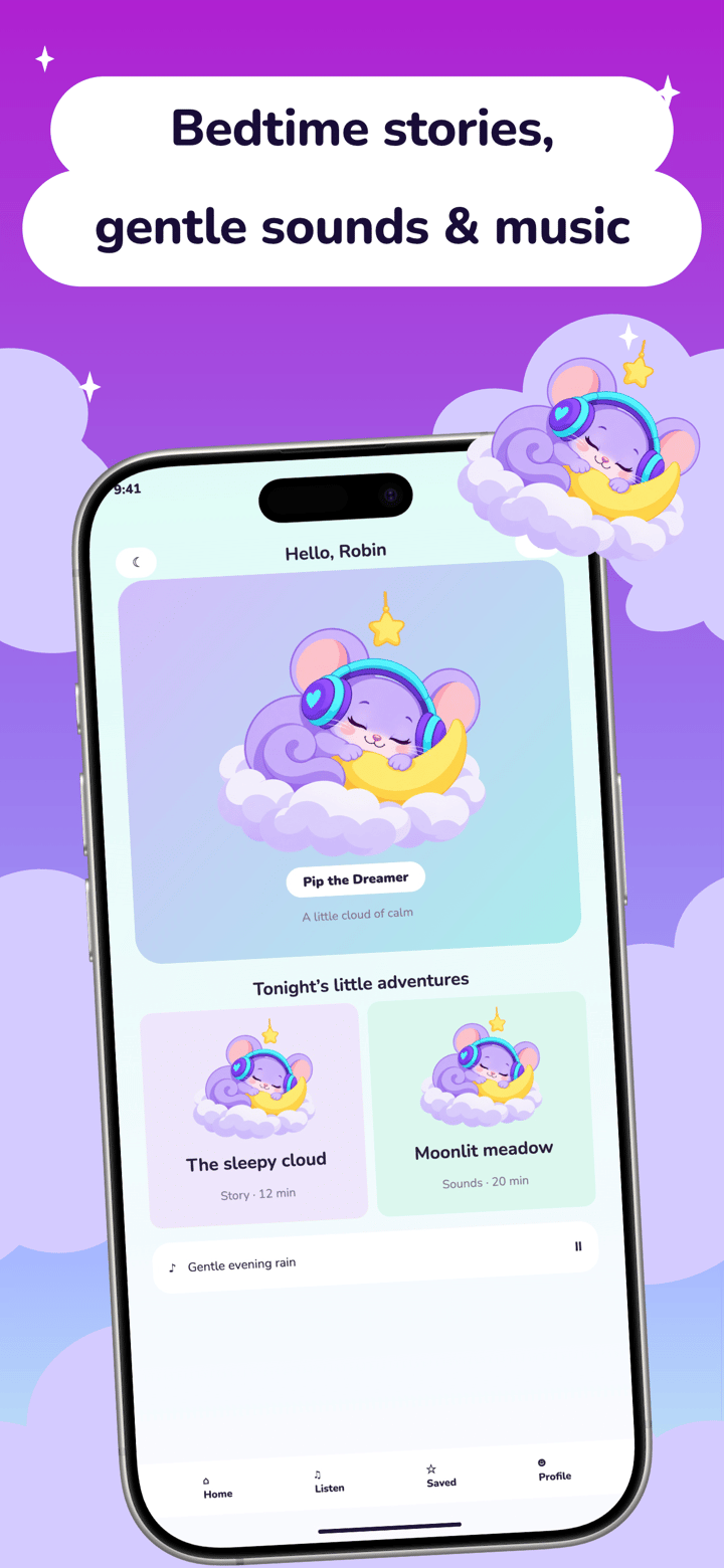 Moon Nest app screenshot template preview, screen 3 of 5, Lifestyle design