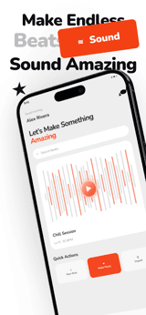 Beat Closeup app screenshot template preview, screen 1 of 5, Music design
