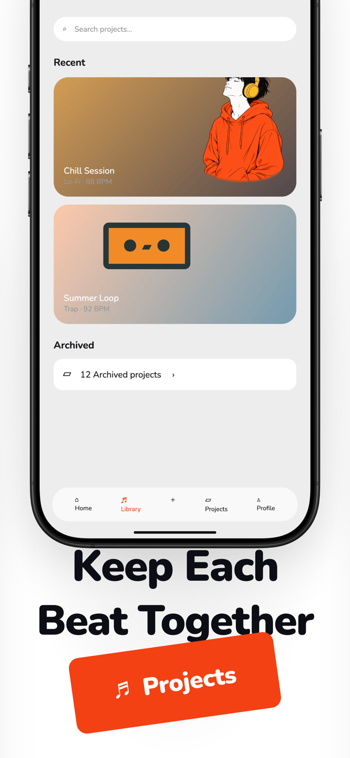 Beat Closeup app screenshot template preview, screen 4 of 5, Music design