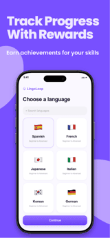 LingoLoop app screenshot template preview, screen 3 of 5, Education design