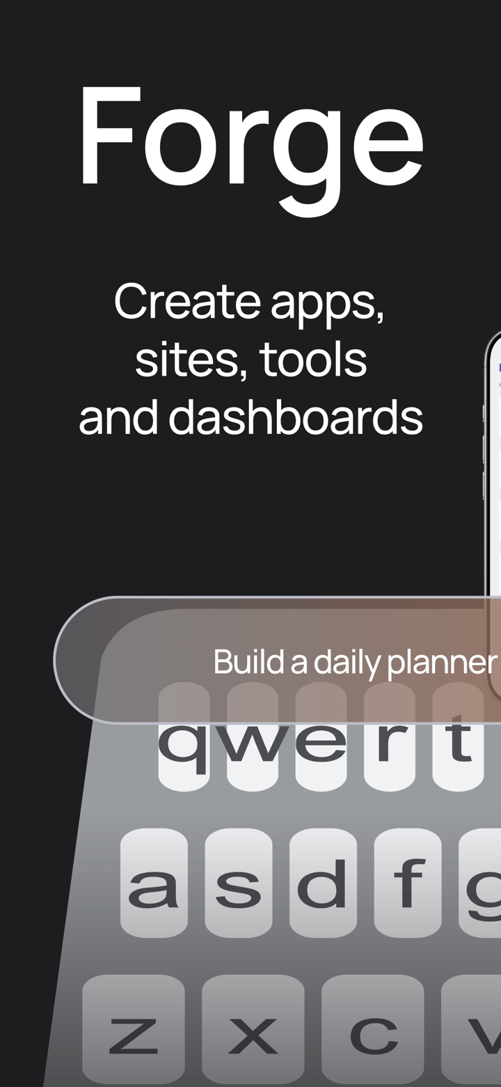 Forge Compact app screenshot template preview, screen 1 of 5, Developer Tools design