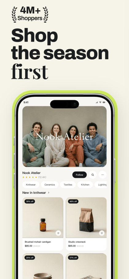 Sundry Market app screenshot template preview, screen 4 of 5, Shopping design