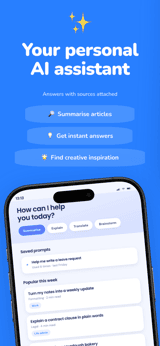 Promptly app screenshot template preview, screen 1 of 5, Productivity design
