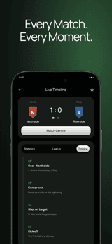Pitch Live app screenshot template preview, screen 4 of 5, Sports design