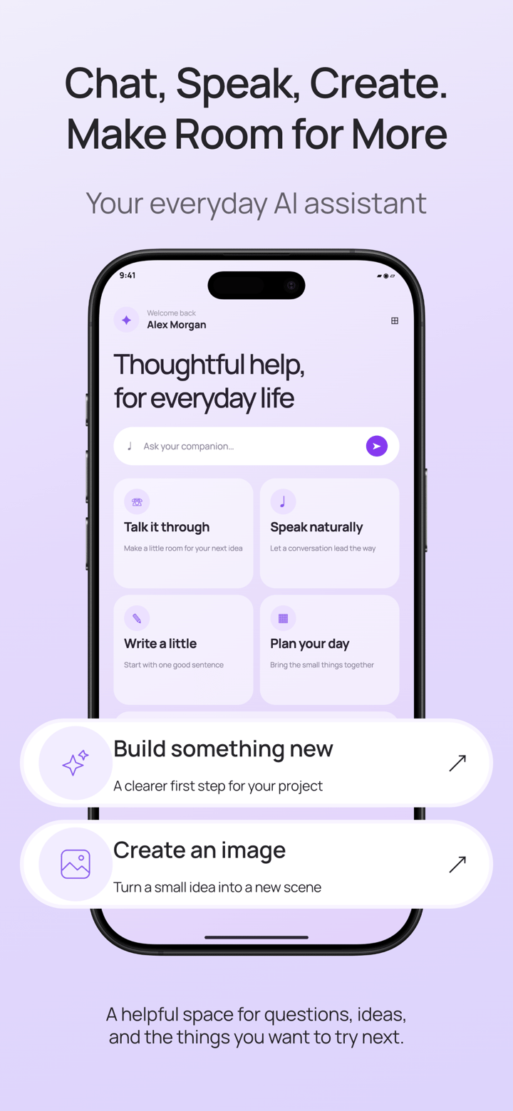 Lilac Companion app screenshot template preview, screen 2 of 5, Productivity design