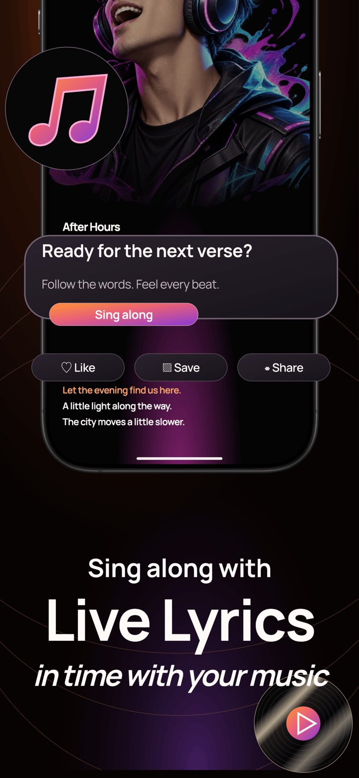 Ember Mix app screenshot template preview, screen 3 of 5, Music design