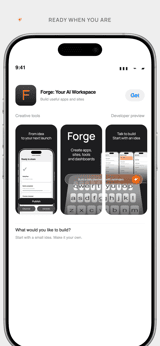 Forge Showcase app screenshot template preview, screen 5 of 5, Developer Tools design