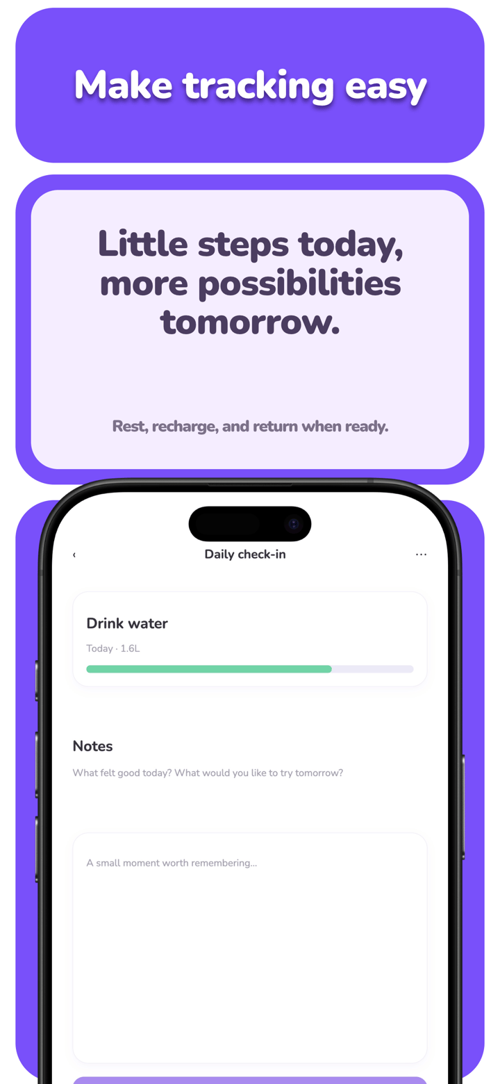 Violet Bento app screenshot template preview, screen 7 of 8, Productivity design