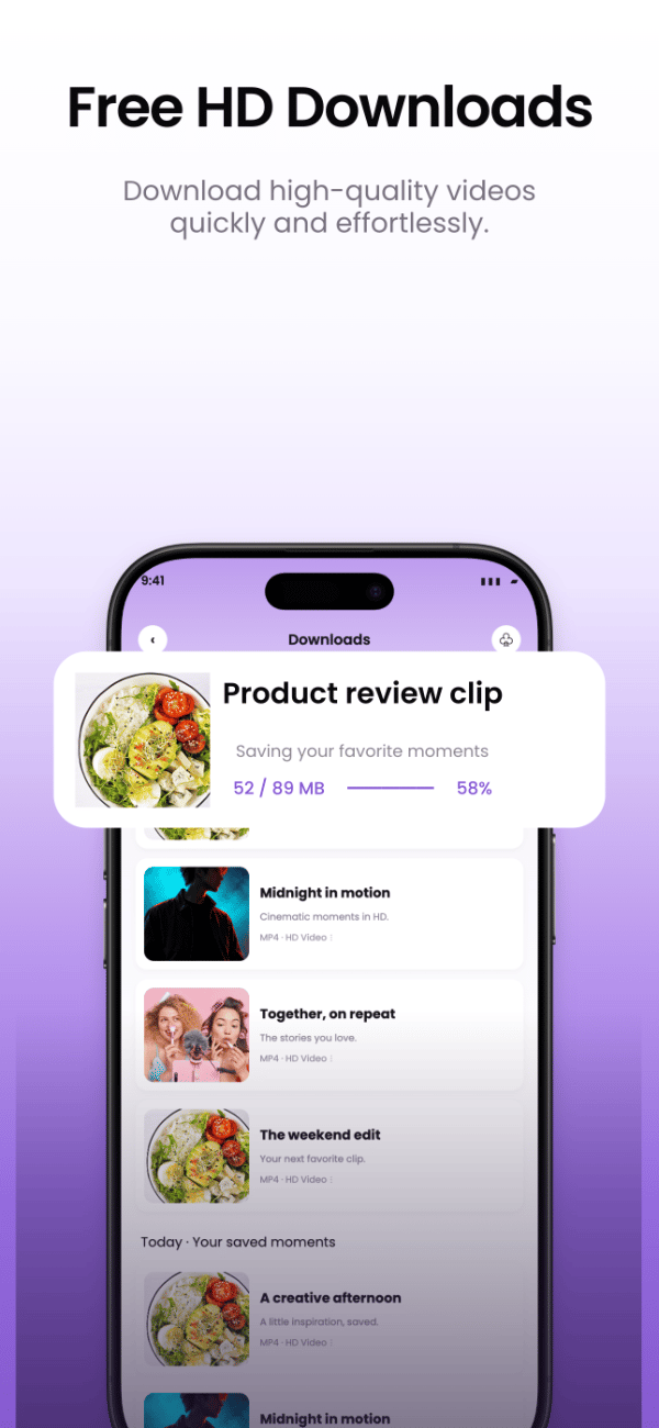 Violet Save app screenshot template preview, screen 4 of 5, Utilities design
