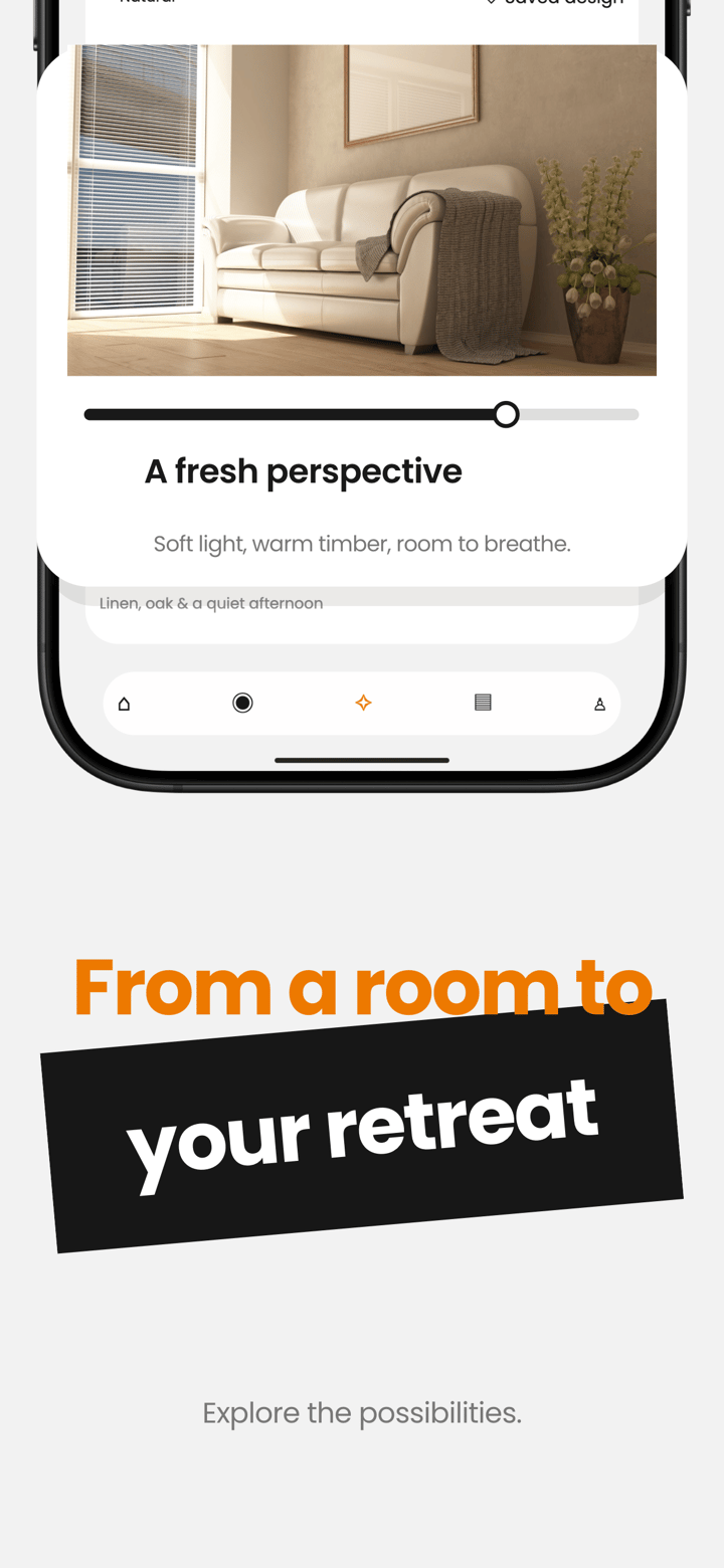 Linen Spaces app screenshot template preview, screen 5 of 5, Lifestyle design