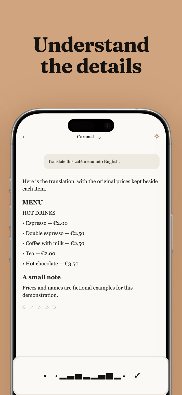 Caramel Desk app screenshot template preview, screen 6 of 8, Productivity design