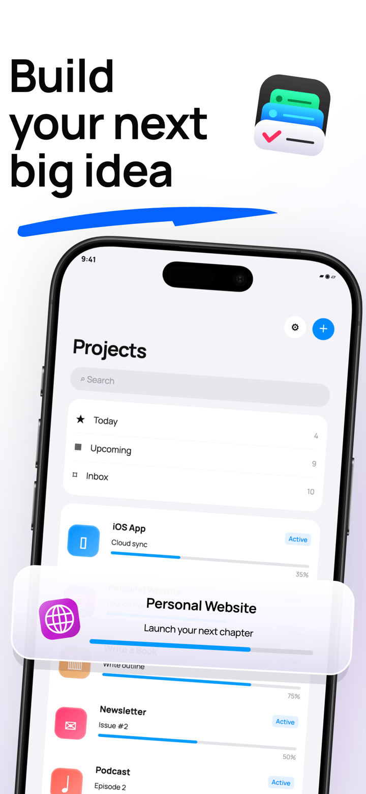 Milestone Glow app screenshot template preview, screen 1 of 5, Productivity design
