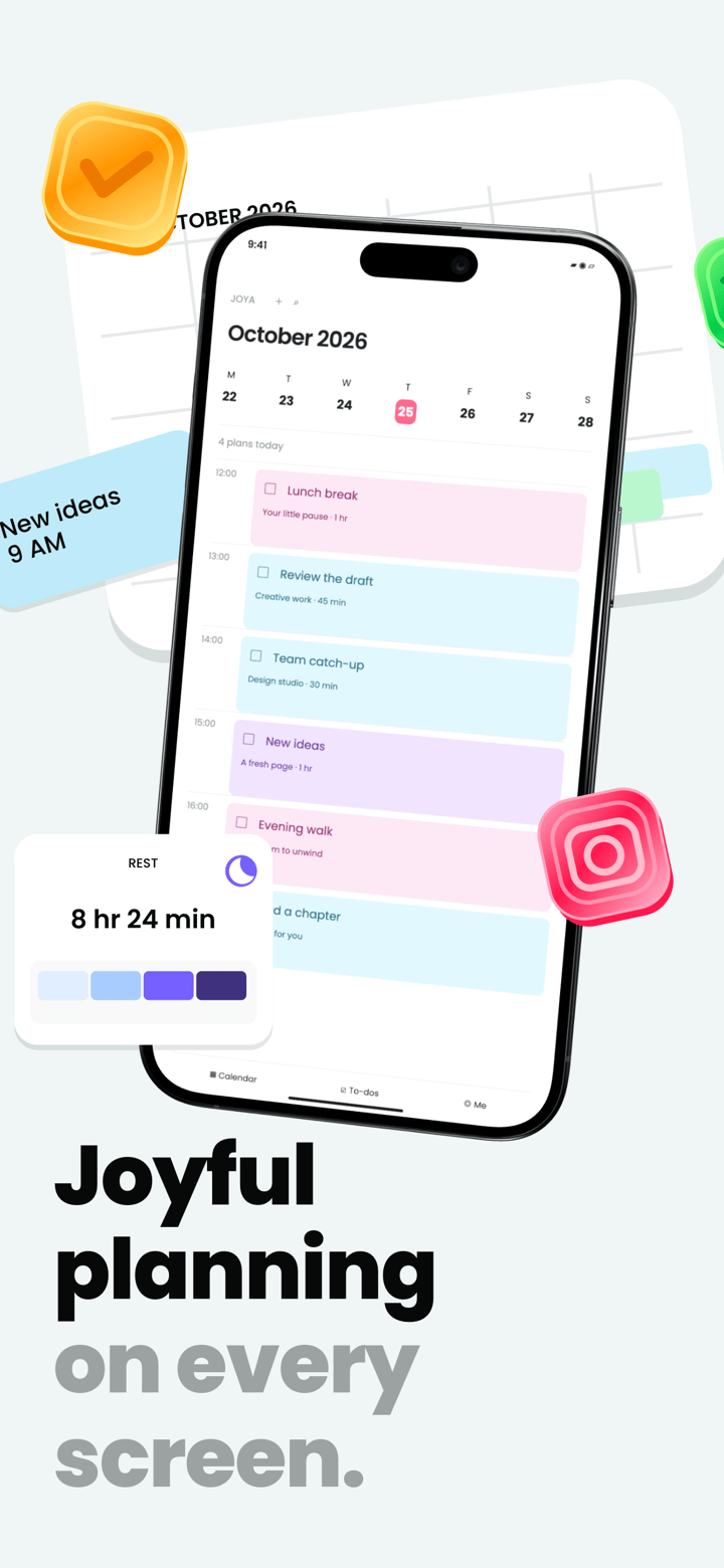 Joyful Agenda app screenshot template preview, screen 1 of 5, Productivity design