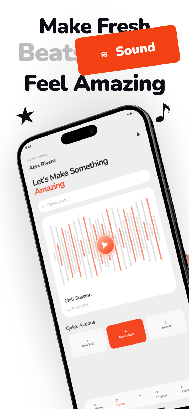 Beat Paper app screenshot template preview, screen 1 of 5, Music design
