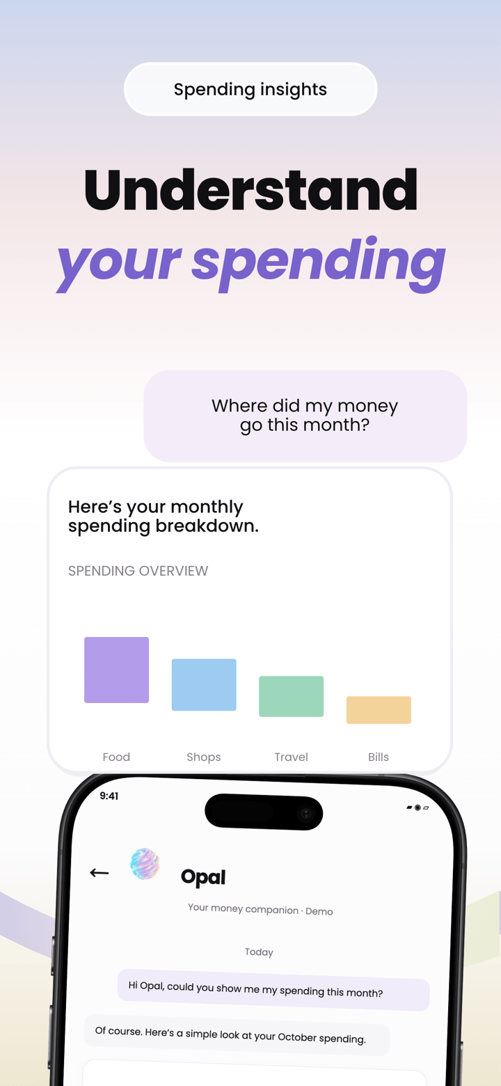 Opal Ledger app screenshot template preview, screen 4 of 5, Finance design