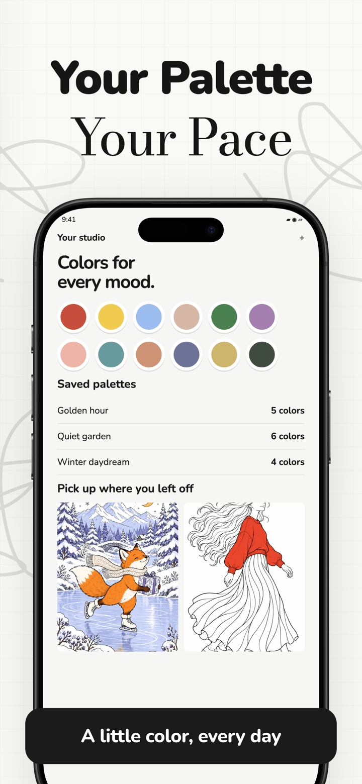 Color Retreat app screenshot template preview, screen 5 of 5, Graphics & Design design