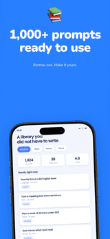 Promptly app screenshot template preview, screen 3 of 5, Productivity design