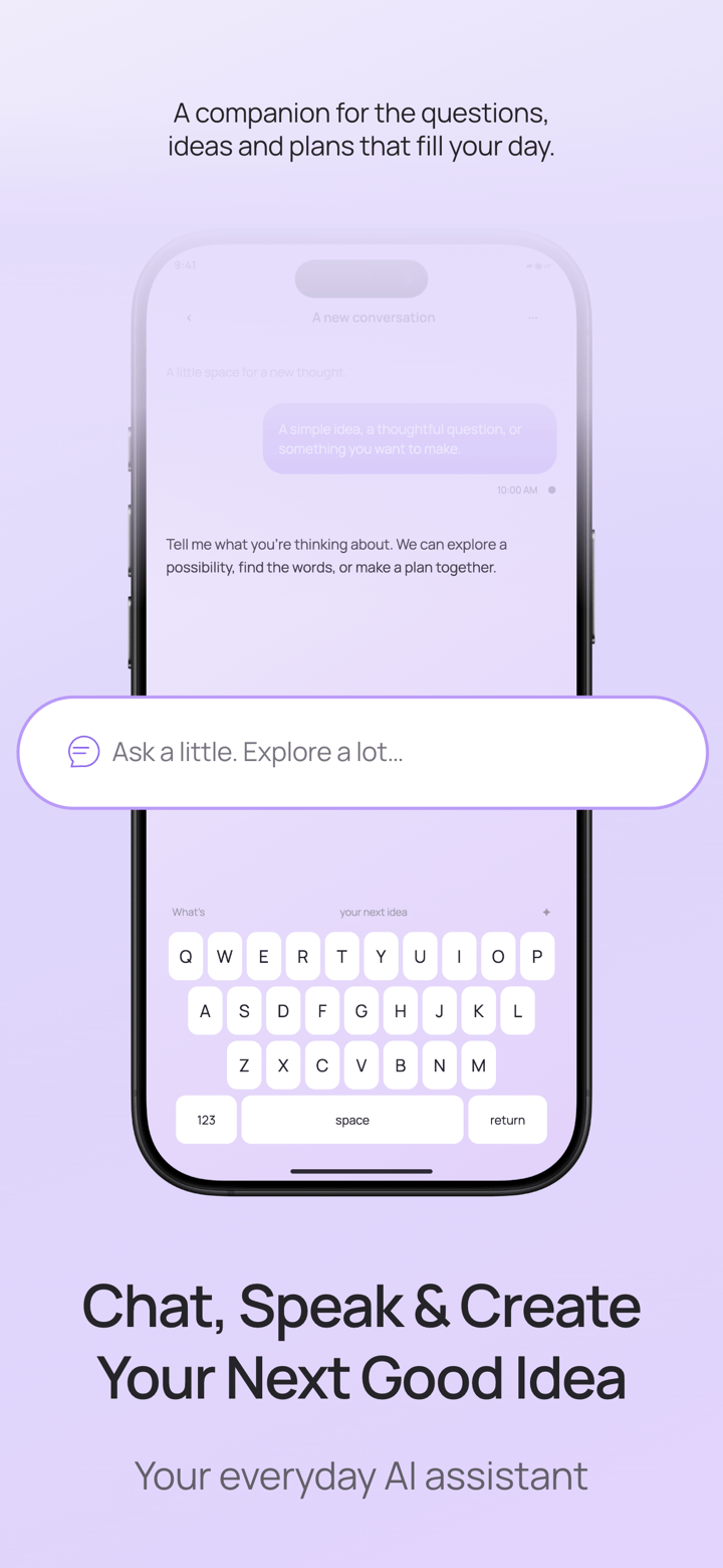 Lilac Companion app screenshot template preview, screen 3 of 5, Productivity design
