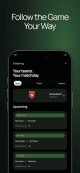 Pitch Live app screenshot template preview, screen 5 of 5, Sports design