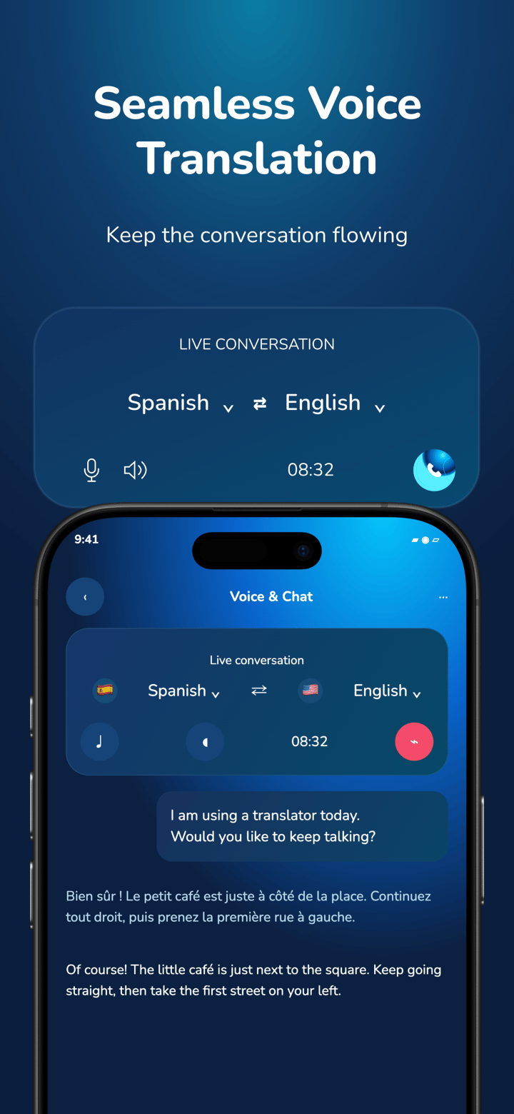 Azure Call app screenshot template preview, screen 3 of 5, Productivity design