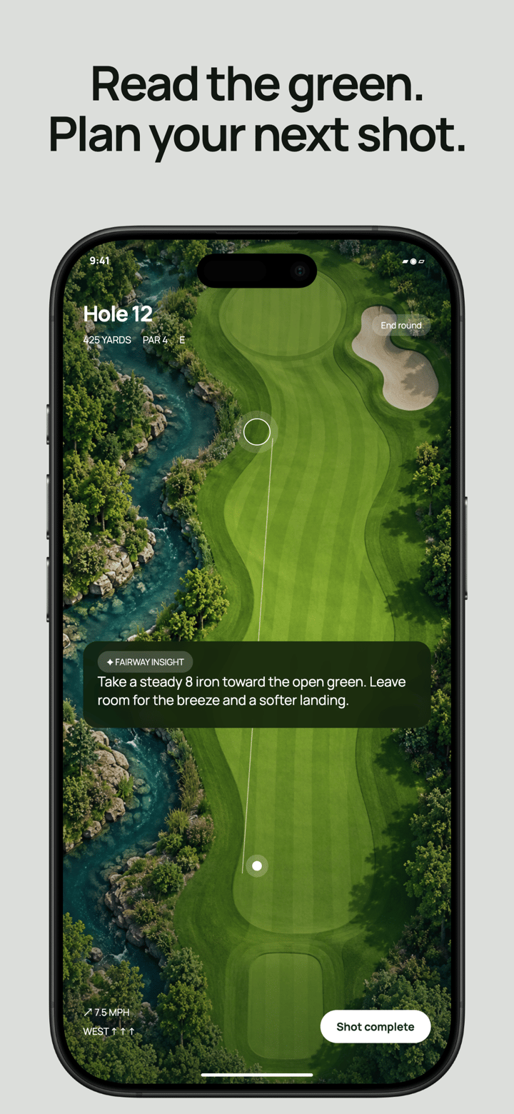 Fairway Caddy app screenshot template preview, screen 3 of 5, Sports design