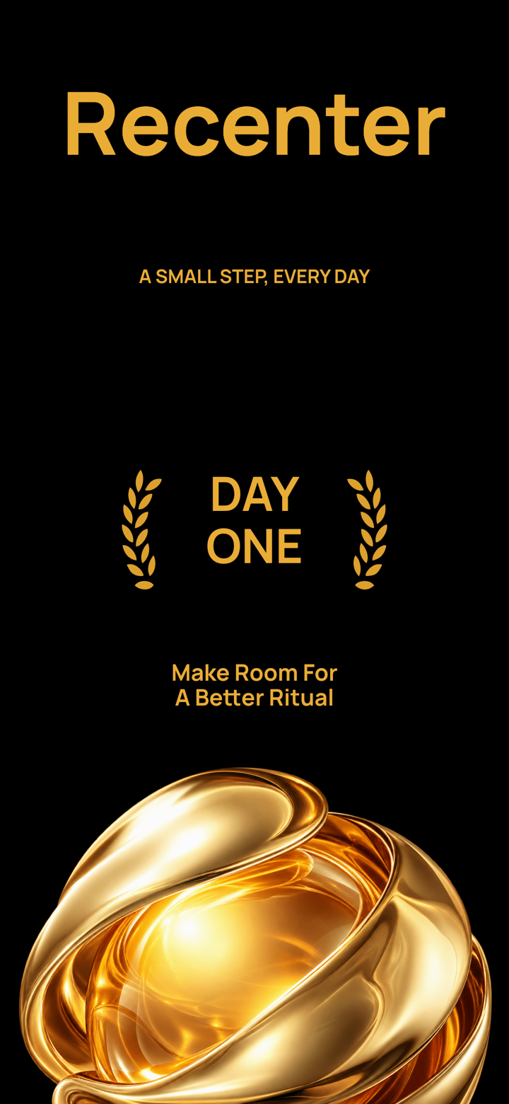 Gilded Reset app screenshot template preview, screen 1 of 5, Health & Fitness design