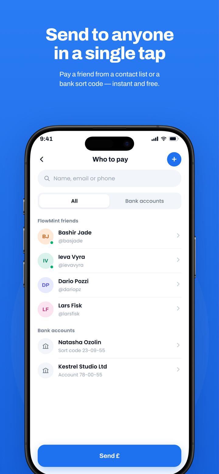 FlowMint app screenshot template preview, screen 4 of 5, Finance design