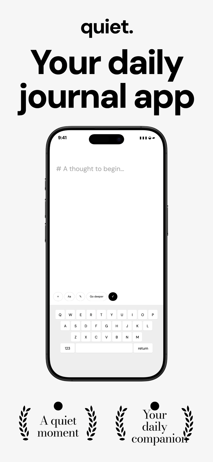 Quiet Journal app screenshot template preview, screen 2 of 5, Health & Fitness design