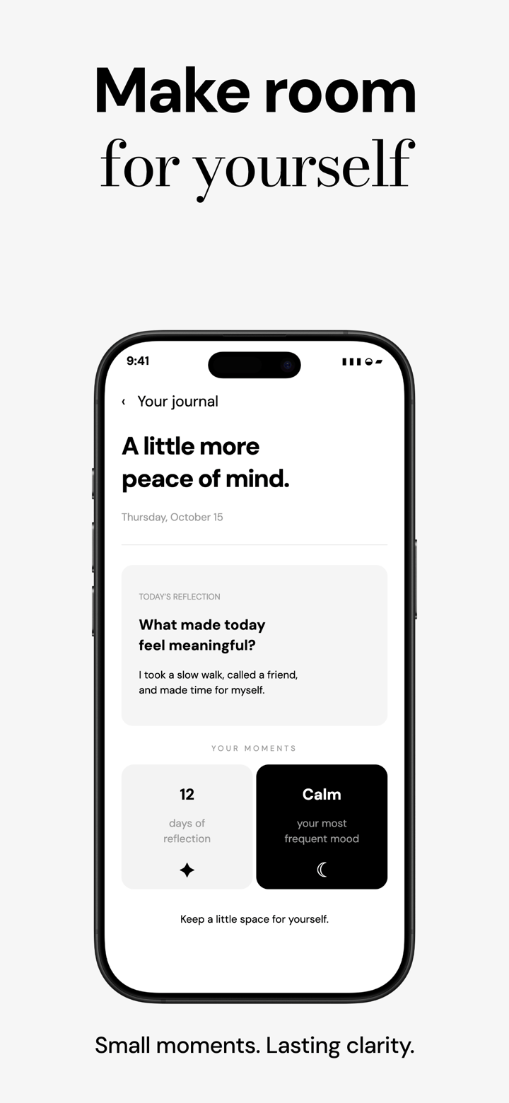 Quiet Journal app screenshot template preview, screen 5 of 5, Health & Fitness design