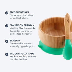 Avanchy - Baby Bamboo Stay Put Suction Bowl + Spoon