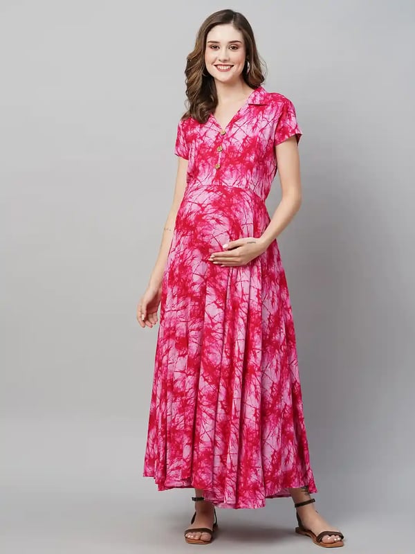 fit and flare nursing dress Fit And Flare Print Nursing Maternity Short Dress