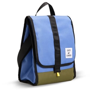 Eazy Kids - Lunch Bag - Insulated, Foldable & Stylish (Blue & Olive)