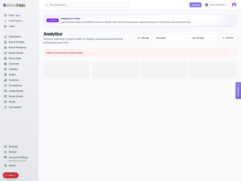 Analytics dashboard view